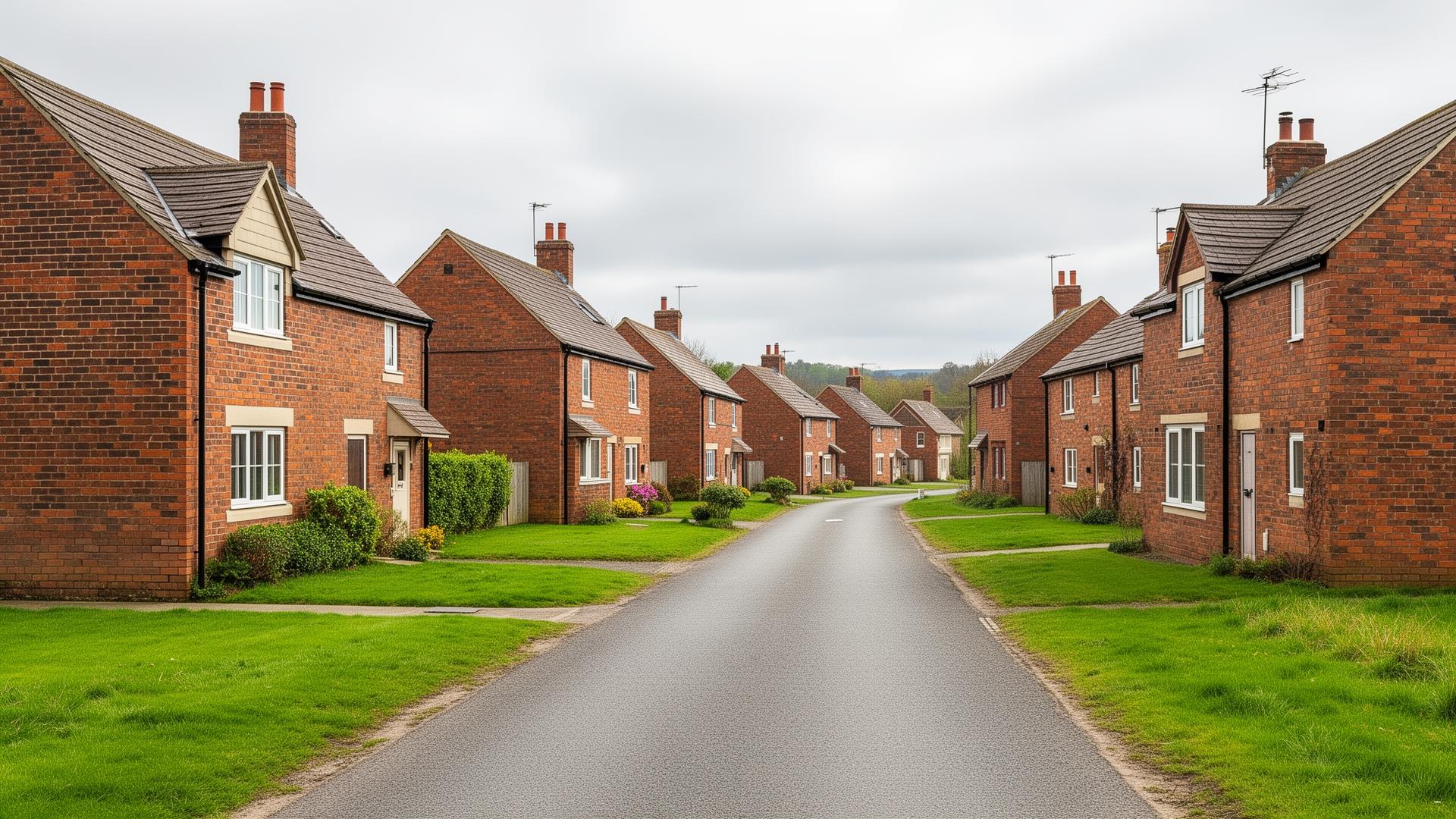 Residential houses with pitched roofs in Bowburn, County Durham
