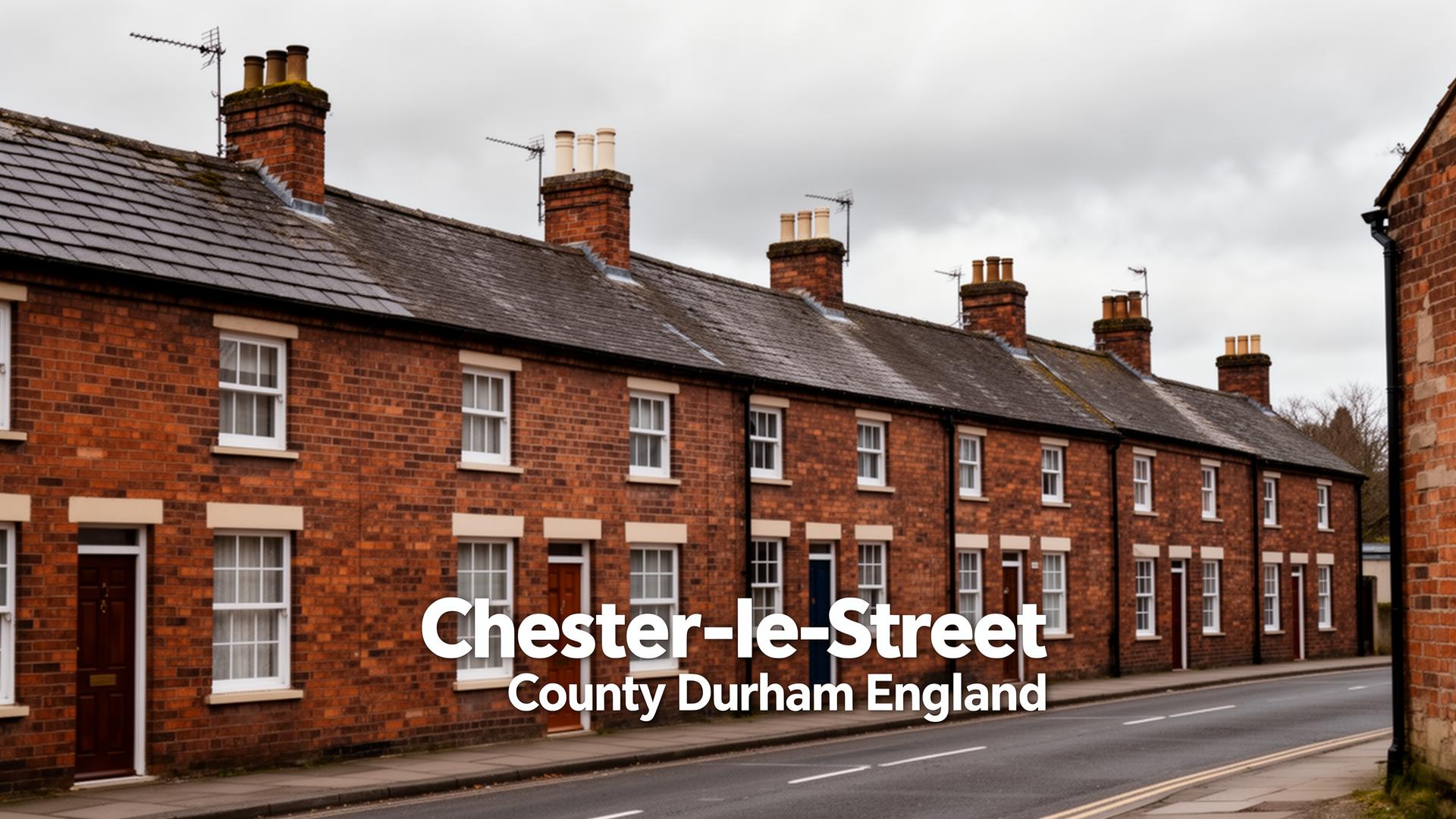 Traditional brick terraced houses with slate roofs in Chester-le-Street, County Durham